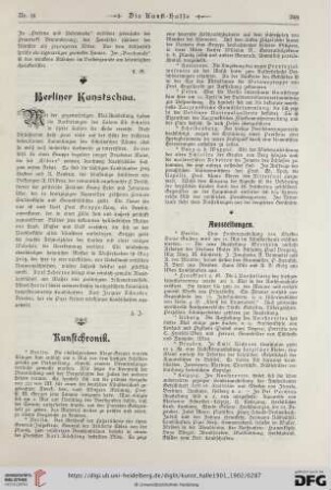 Berliner Kunstschau. Kunstchronik