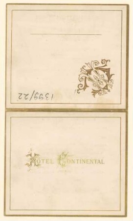Menükarte : Menü, Hotel Continental