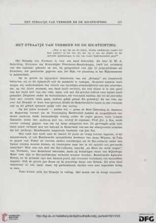 3.Ser. 1.1921: Het Straatje van Vermeer en de Six-stichting