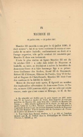 IX. Maurice III 12 juillet 1196. - 25 juillet 1207.