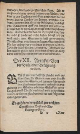 Der XII. Artickel/ Von der Buss/ oder Bekehrung zu Gott.