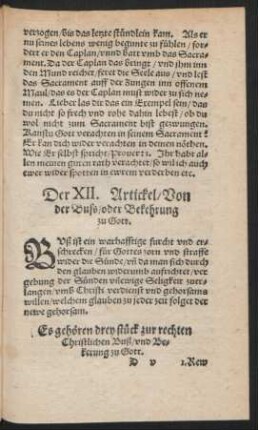 Der XII. Artickel/ Von der Buss/ oder Bekehrung zu Gott.