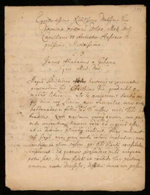 Brief von Janusz Abraham Gehema an Johann Dolaeus