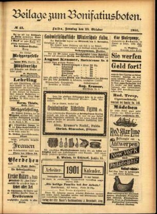 Zweite Ausgabe vom Sonntag, den 28. Oktober 1900.