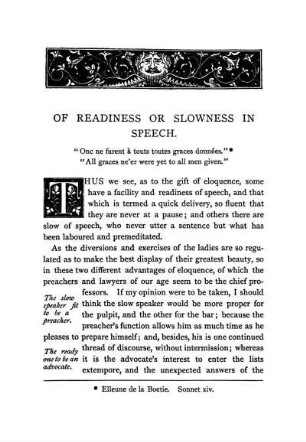 Of Readiness Or Slowness In Speech