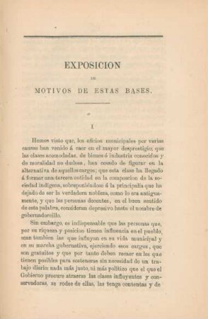 Exposicion de motivos de estas bases