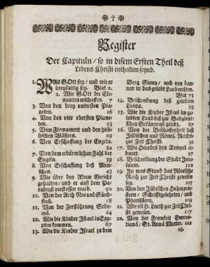 Register Der Capituln, so im disem Ersten Theil deß Lebens Christi enthalten seynd