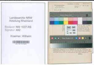 Entnazifizierung Wilhelm Kraemer , geb. 02.02.1902 (Polizeiinspektor)