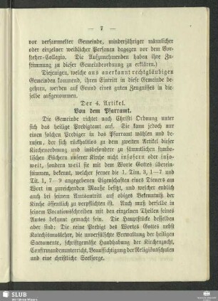 Der 4. Artikel. Von dem Pfarramt