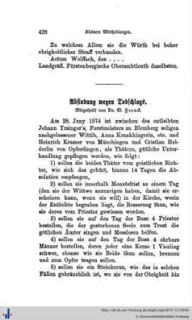 Abfindung wegen Todschlags.
