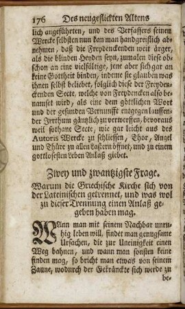Zwey und zwantzigste Frage.