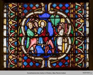 Typologischer Zyklus der Apsisfenster : Mittelfenster A-VII : Einzug in Jerusalem