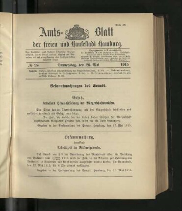 No. 98, 20. Mai 1915