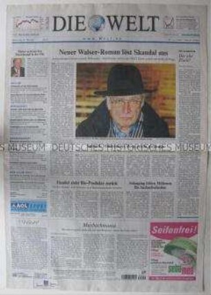 Tageszeitung "Die Welt" u.a. zur Antisemitismus-Debatte um den Roman "Tod eines Kritikers" von Martin Walser