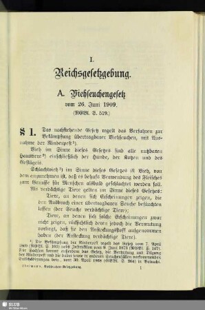 I. Reichsgesetzgebung