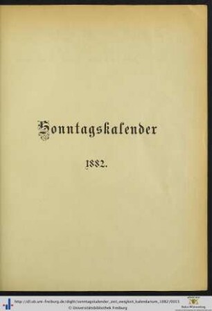 Sonntagskalender 1882.