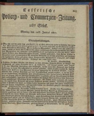 26tes Stück, Montag den 22ten Junius 1807