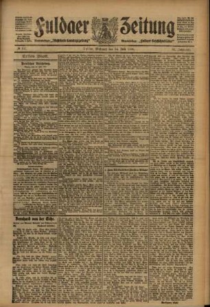 Erste Ausgabe vom Mittwoch, den 14. Juli 1909.