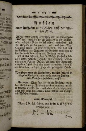Aufsatz derer Aufgaben mit Brüchen nach der allgemeinen Regel