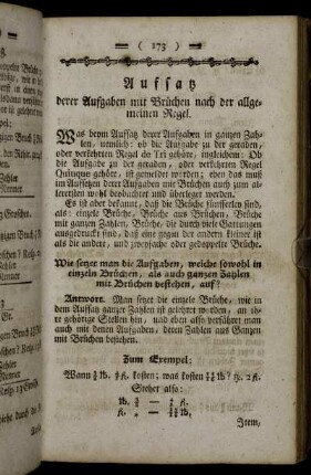 Aufsatz derer Aufgaben mit Brüchen nach der allgemeinen Regel
