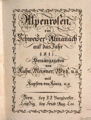 Alpenrosen : auf das Jahr ... 1811