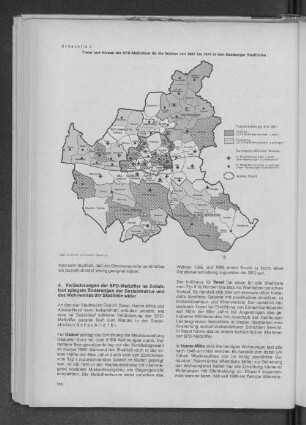 Schaubild 3: Trend und Niveau der SPD-Meßziffern für die Wahlen von 1961 bis 1974 in den Hamburger Stadtteilen
