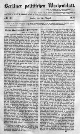 No 33, 18. August 1838