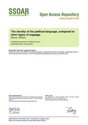 The identity of the political language, compared to other types of anguage