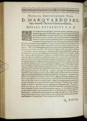 Nobiliss. ... D. Marquardo Frehero ... Electoris Palatini consiliario