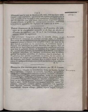 Description d´un nouveau genre de plantes;
