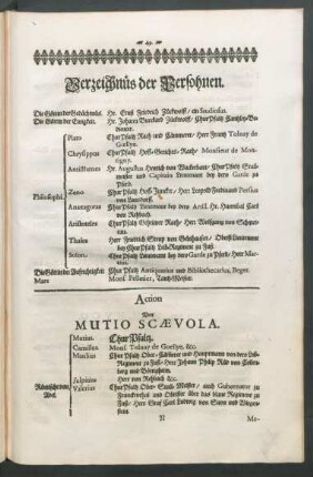 Verzeichnis der Persohnen.