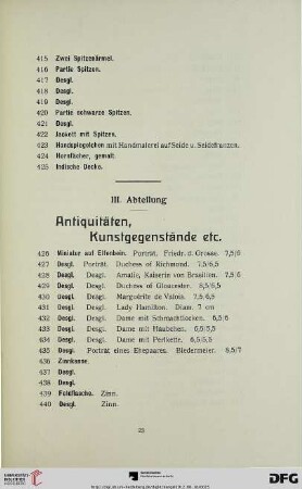Antiquitäten, Kunstgegenstände (Nr. 426-824)