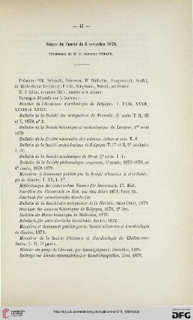 Séance du Comité du 3 novembre 1879