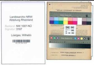 Entnazifizierung Wilhelm Loerges , geb. 17.05.1892 (Schuhhaendler)