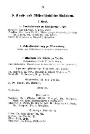 Kunst und Wissenschaftliche Anstalten