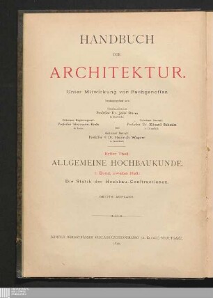 Die Statik der Hochbau-Constructionen
