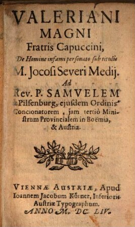 De homine infami personato sub titulis M. Iocosi Severi Medii