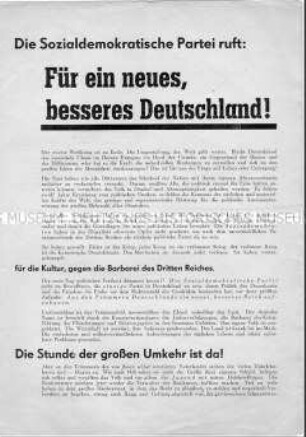 Flugschrift der SPD zum Wiederaufbau in Deutschland