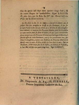 Edit Du Roi, Portant Suppression de Tribunaux d'Exception