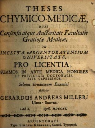Theses Chymico-Medicæ