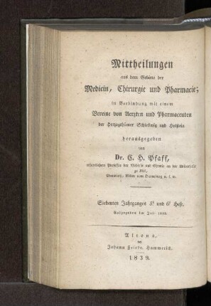 Siebenten Jahrganges 5. und 6. Heft. Ausgegeben im Juli 1839. - Fünten Jahrganges 5. und 6. Heft. Ausgegeben im Juli 1839.