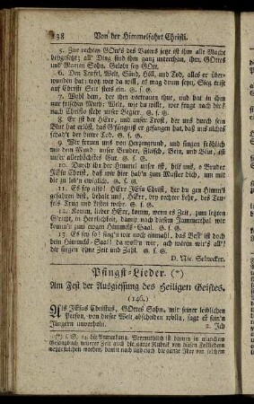 Pfingst-Lieder. - Vom Christlichen Glauben.