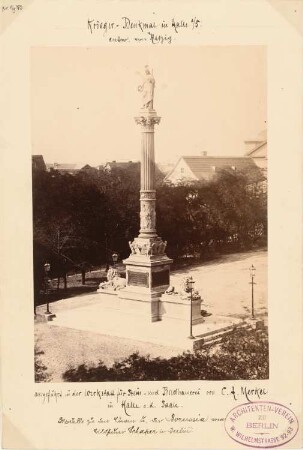 Kriegerdenkmal, Halle/Saale: Ansicht, ausgeführt von der Steinbildhauerei C. A. Merkel