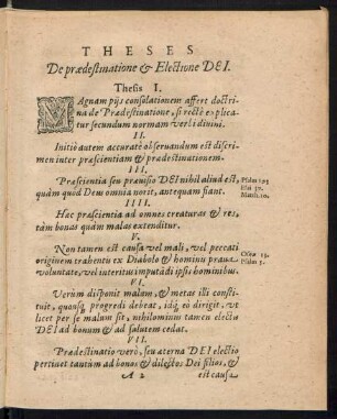 Theses De praedestinatione et Electione Dei.