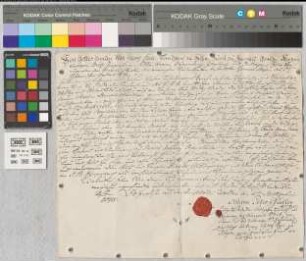 Georg Carl Landgraf von Hessen macht bekannt, dass ihn Abt Beda auf Grund der von der Mutter Marie Louise Albertine des Landgrafen, einer geb. Gräfin zu Leiningen, Dagsburg und Broich, geschehenen Übertragung mit dem Gut Bruchhausen bei Lipperheide, der Ruhrfischerei zu Broich und der Mühle zu Broich belehnt hat. Gehuldigt hat der Bevollmächtigte, der hessische Hofrat und Amtmann zu Broich Johann Peter Müller, in Gegenwart von Johann Everhard Dingerkus, Rat und Kanzleidirektor des Abts und Stephan Benedikt Dingerkus, Landgerichtsschreiber des Abts. -Es siegelt der Bevollmächtigte, Or., Petschaft und Unterschrift des Bevollmächtigten