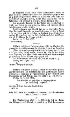 Lehrbuch der deutschen Litteratur für Seminarien und Elementarlehrer : [IV. Seminarien, Bildung der Lehrer und deren persönliche Verhältnisse]