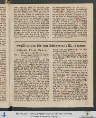 Erzählungen für den Bürger und Landmann.