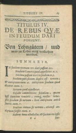 Titulus IV. De Rebus Quae In Feudum Dari Possunt.