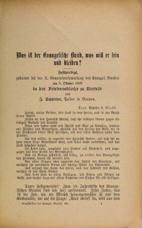 Was ist der Evangelische Bund, was will er sein und bleiben