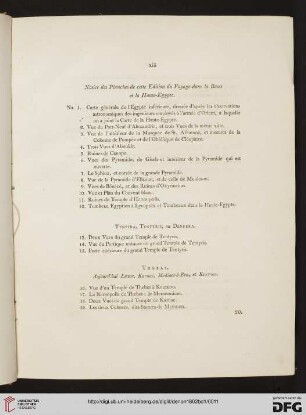 Notice des Planches de cette Edition du Voyage dans la Basse et la Haute-Egypte